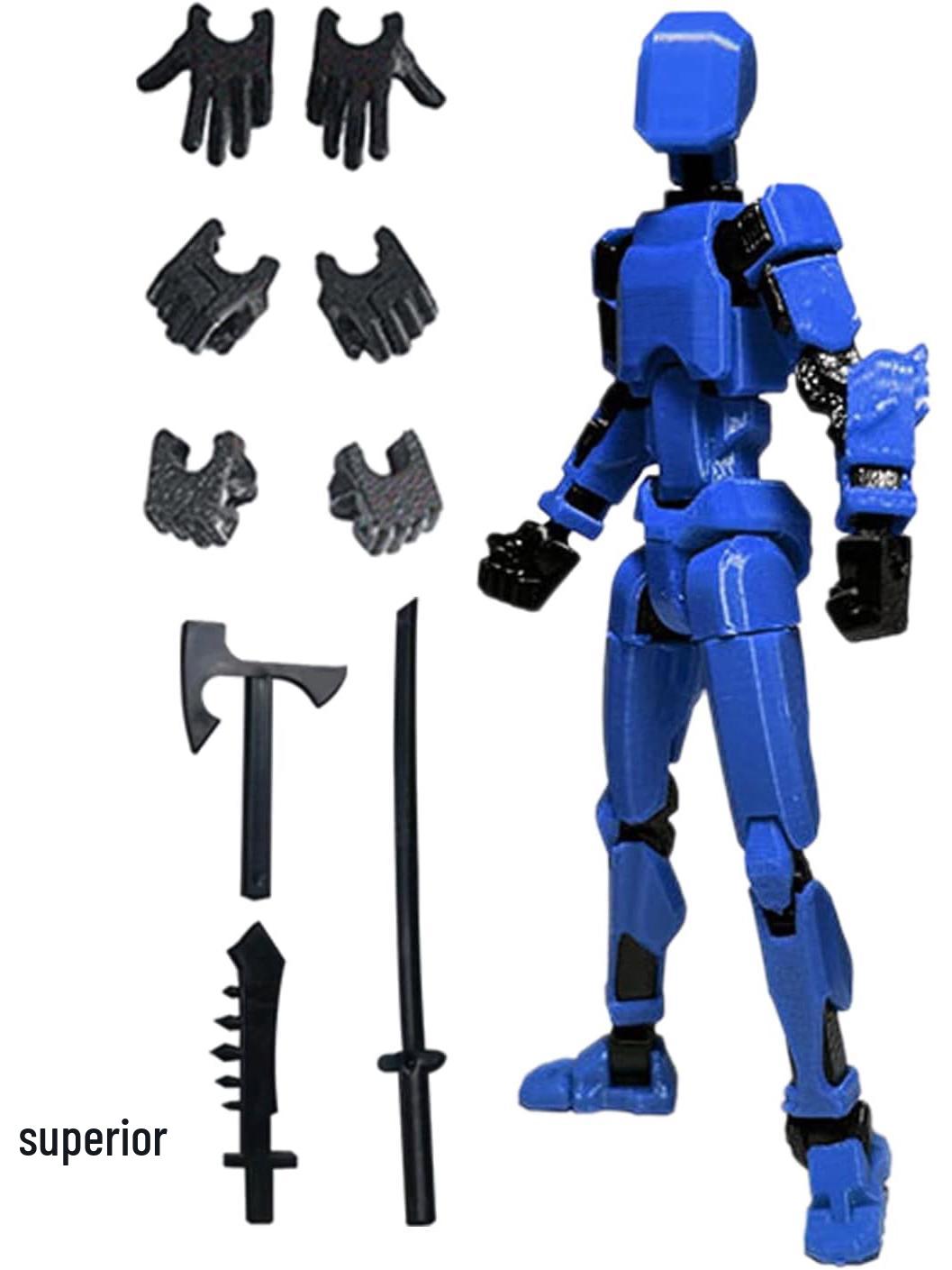 

Фигурка с несколькими точками артикуляции Lucky 13: 3D-напечатанная кукла-прототип робота во весь рост