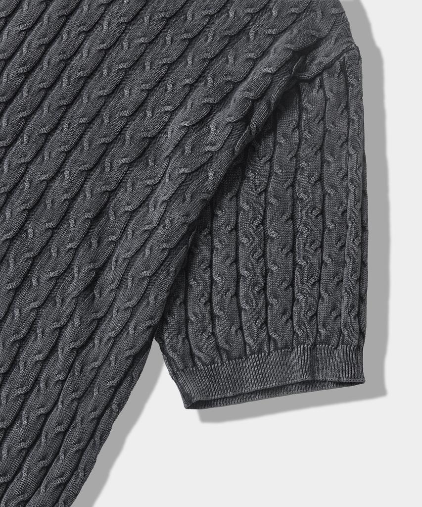 Dimiteulibeullaeg Vlad Vintage Dyed Cable Short Sleeve Knit_Black