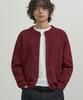 Excontainer Minimal Button Round Neck Crop Cardigan (Dark Red)