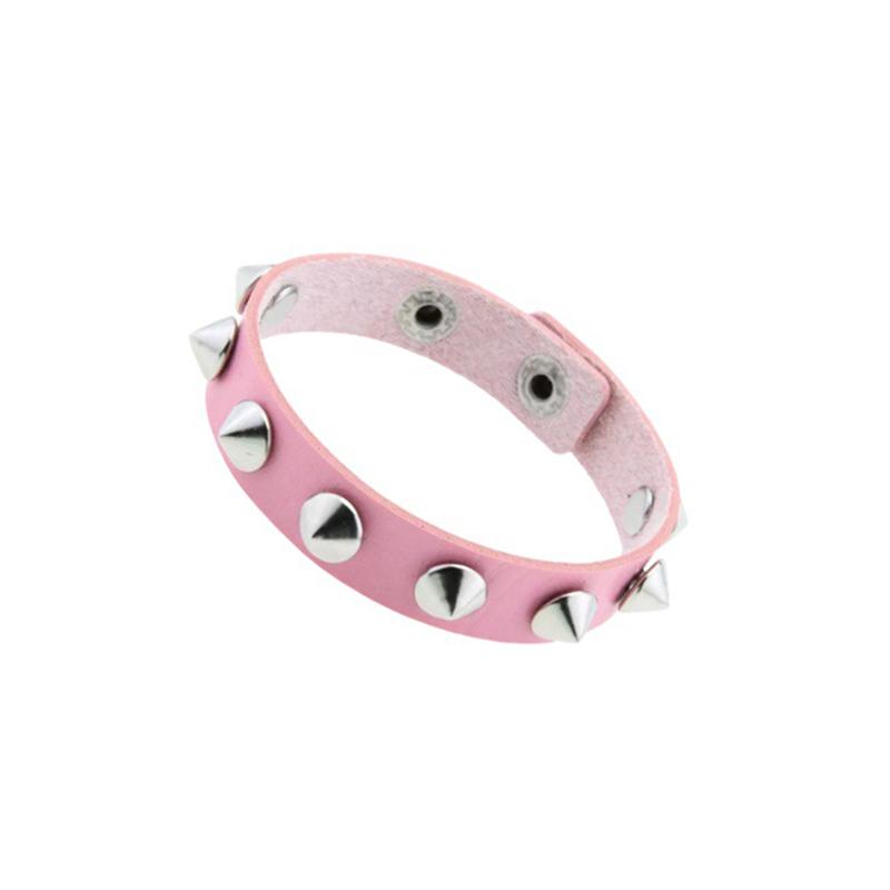 

Fashion Spike Bracelet Punk Faux Leather Bracelets Goth Girl Bangle Studded Rock Wristband For Women Men Jewelry A9