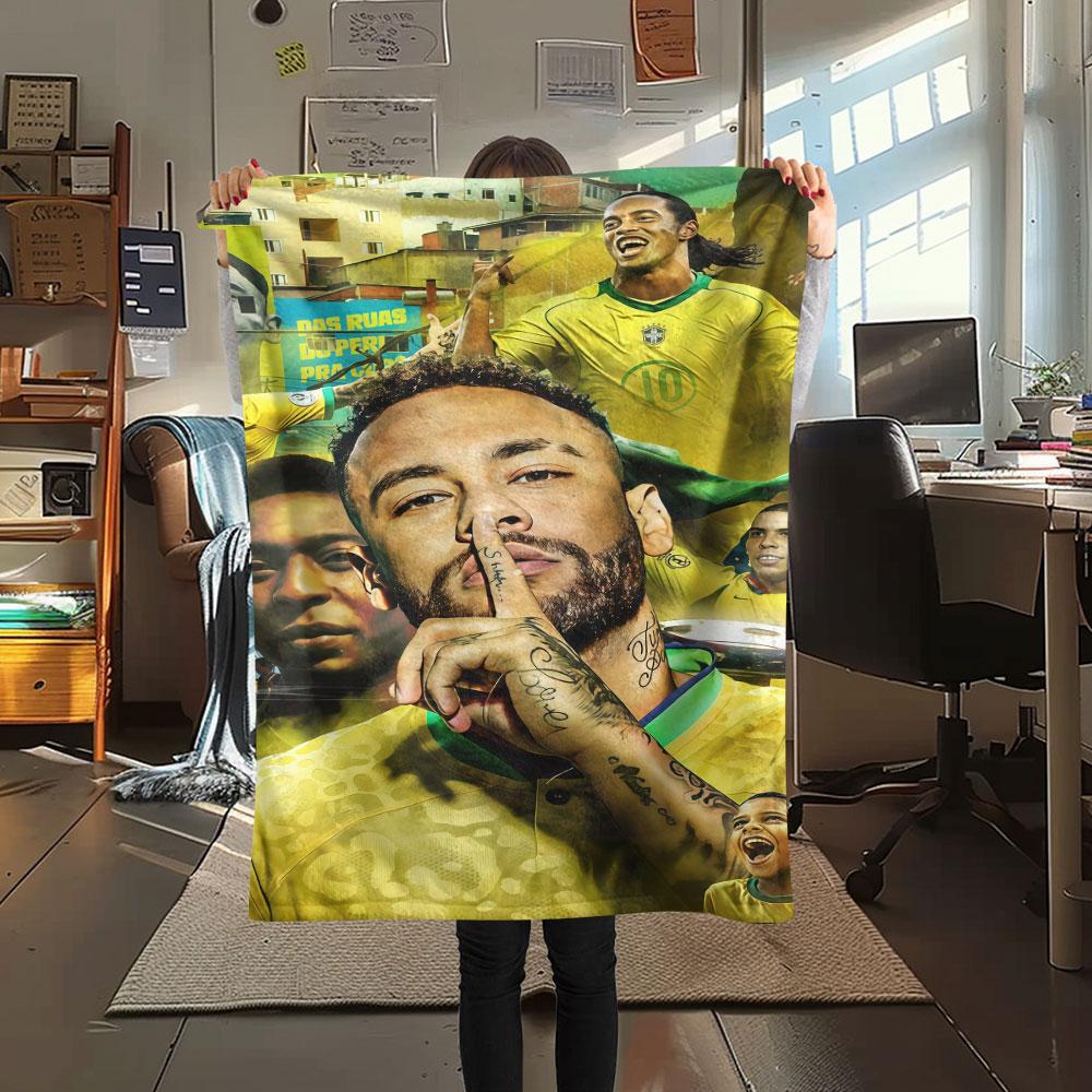 1PC Neymar Jr Patterned Flannel Blanket Suitable For All Seasons for Home Decor Warmth and Comfort Gifts Holiday Present