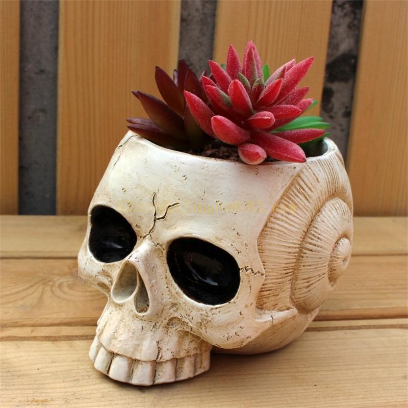 Halloween Skull Planter Resin Skeleton Model Flower Pots Container Indoor and Outdoor Container Home Garden Office Top Sale