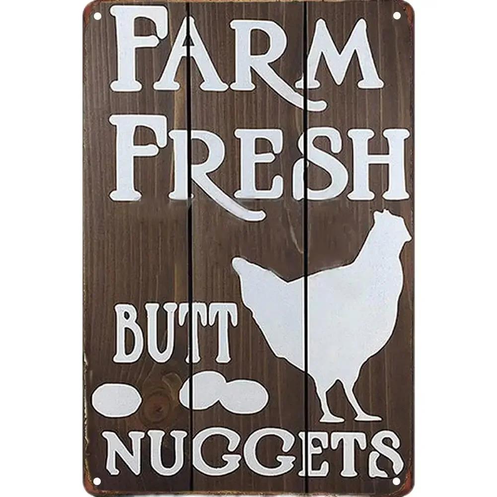 Vintage Tin Sign - Home Is Where the Chickens Are - Metal Signs Funny for Farmhouse Decor - Metal Wall Art for Chicken Coop