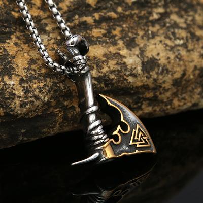 Creative Men's Stainless Steel Axe Pendant Titanium Steel Hip Hop Necklace Jewelry Long Accessories Women
