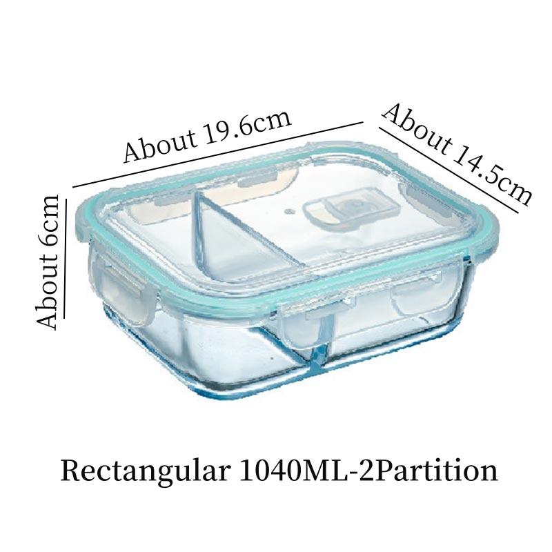High Borosilicate Glass Lunch Box Portable Food Container Sealed Fresh-Keeping Box Microwave Oven Heating Freezer Food Bento Box