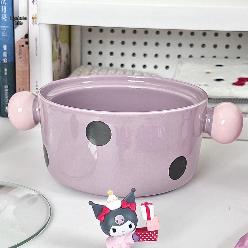 Cute Color-Block Ceramic Noodle Bowl
