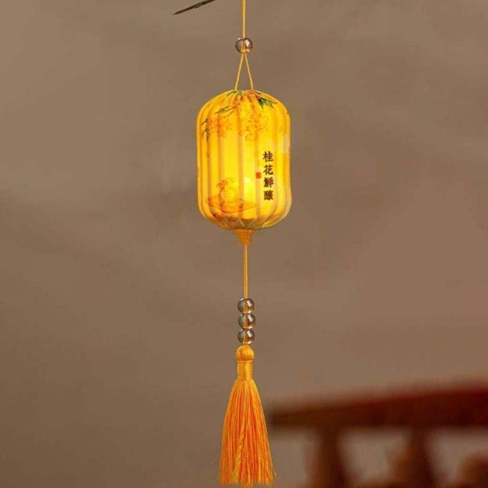 Sturdy Frame Mid Autumn Lantern Fabric Cover Glowing Holiday Lamp  Culture Fans