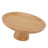 Eenvoudige Hoge Fruitschaal Huishouden Massief Hout Rond Hoog Fruit Taartplateau Hoge Fruitkom Houtkleur