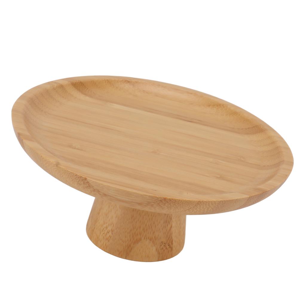 Eenvoudige Hoge Fruitschaal Huishouden Massief Hout Rond Hoog Fruit Taartplateau Hoge Fruitkom Houtkleur