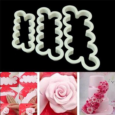 3 Stück Rosenblatt-Blumen Ausstecher Kuchen Fondant Dekorationsform Zucker Backform Küchengebäckwerkzeug Backzubehör