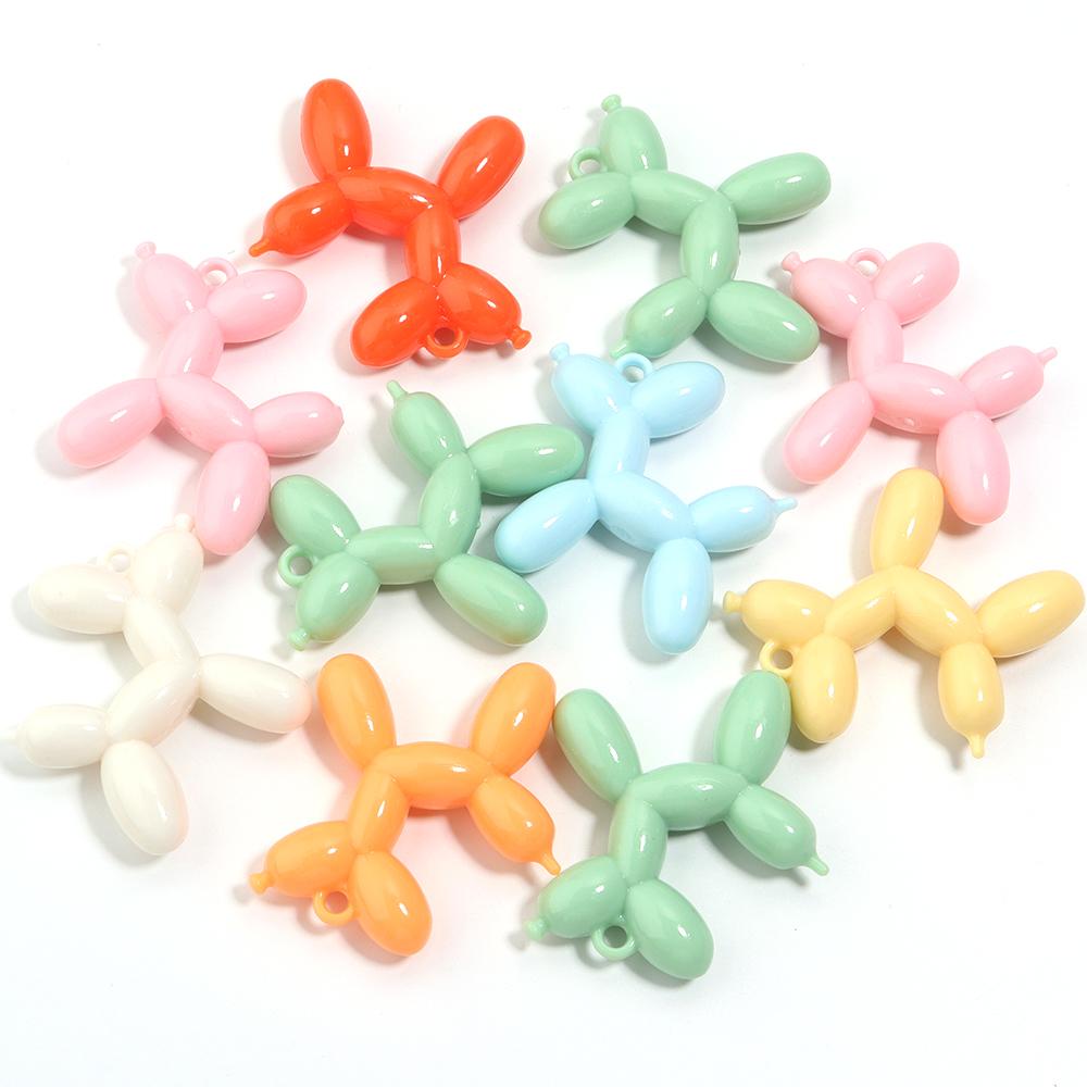 5pcs/lot Colorful Cute Acrylic Cartoon Balloon Dog Pendants For Jewelry Making DIY Bracelet Necklace Keychains Accessories