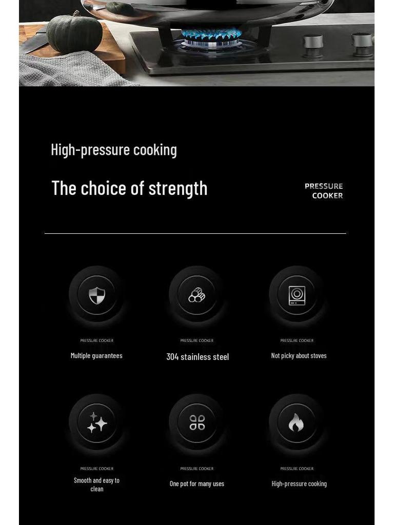 Explosion-Proof Stainless Steel Commercial Pressure Cooker and Wok