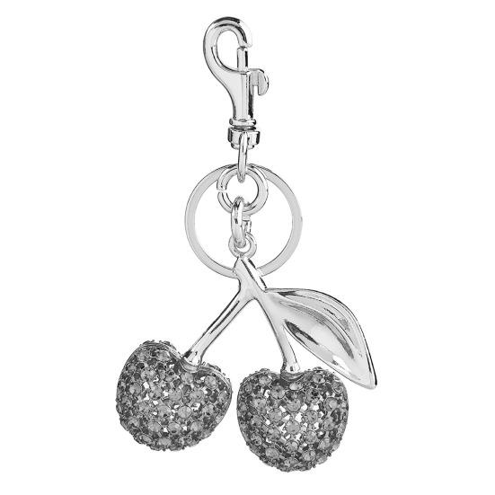 

Keychain Pendant Rhinestone Inlaid Cherry Shape Key Chain with Alloy Lobster Clasp Bag Charm F