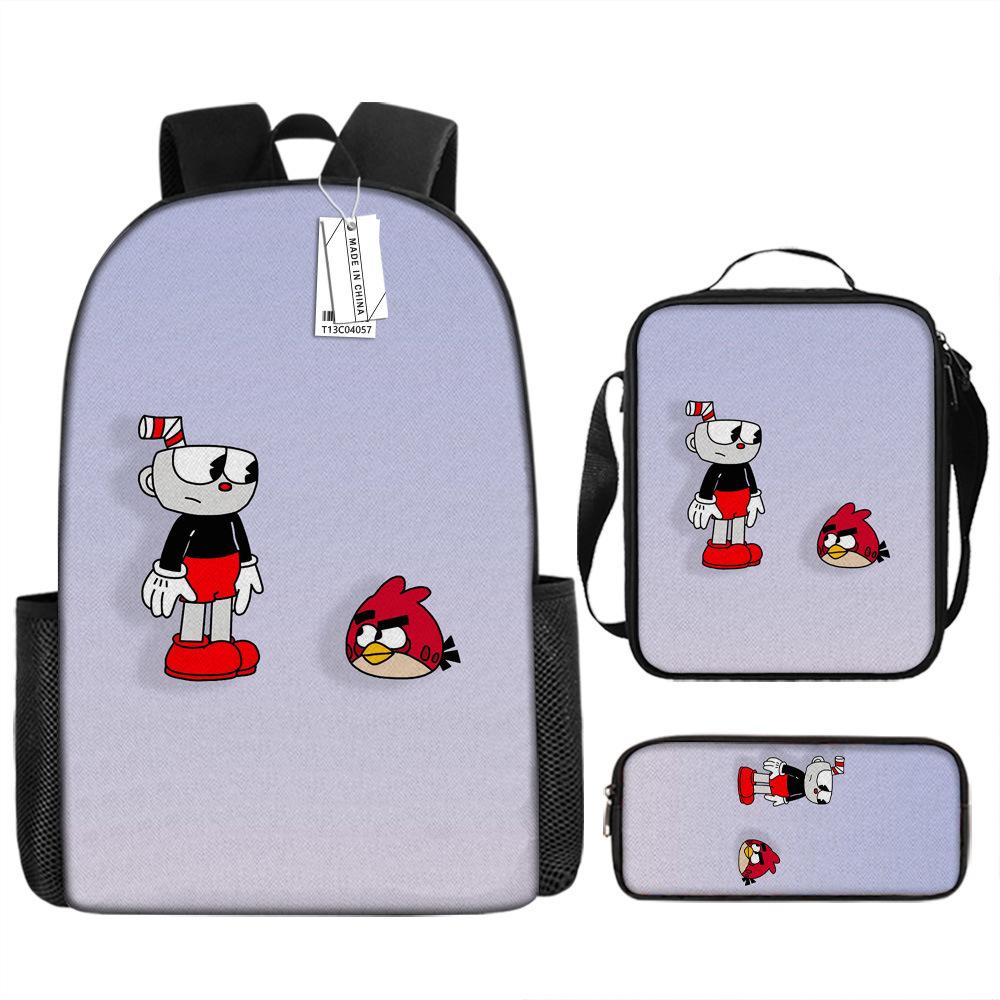 Popular New Teacup Head Cuphead Student Schoolbag Boys Backpack Backpack Satchel Bag Pencil Case Waterproof