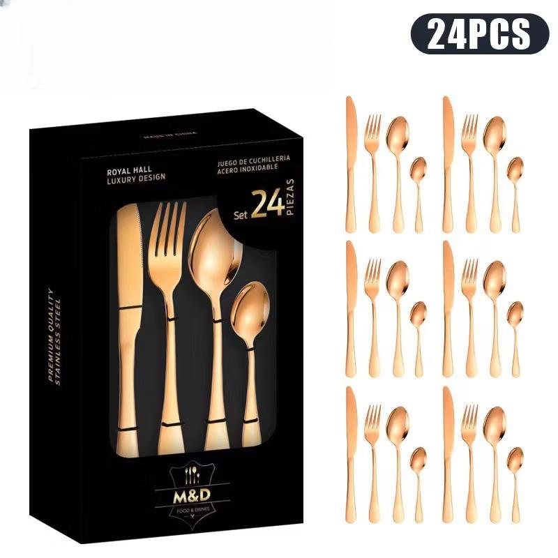 Rose Gold 24-Piece Cutlery Set