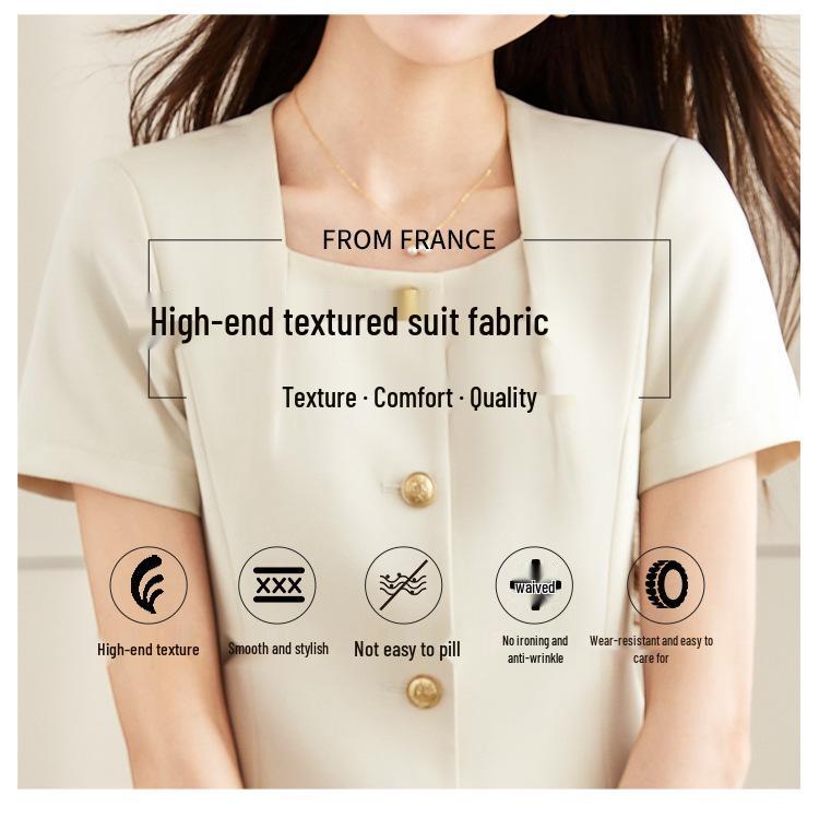 Elegant Women's Professional Summer Suit Set: Short-Sleeved Skirt Suit for Salon and Hotel Reception