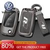For VOLKSWAGEN VW Zinc Alloy+ Leather Car Flip Remote Key Case Full Cover For VW Volkswagen R Line Polo Tiguan Passat Golf Jetta