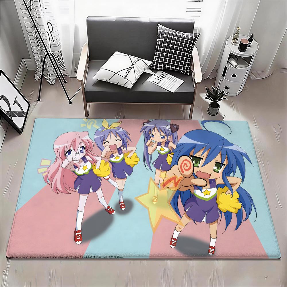 Anime L Lucky Star Floor Mat Eco Flannel Doormat Non Slip Odorless Indoor Floor Rug Soft Short Plush Home Mat