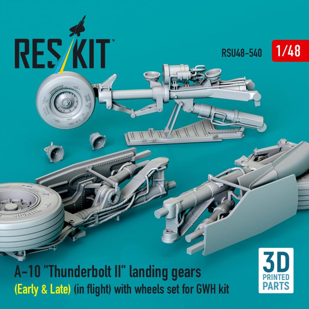 Reskit Thunderbolt II Landing Gear Great Plastic Model Kit Parts 1/48 A-10 (Early/Late Model, Unloaded) (For Wall) RSKU48-0540 (Airplane)
