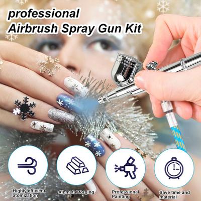 Pistola de Aerógrafo de Ação Dupla 0.3mm Bicos Alimentação por Gravidade Conjunto de Pistola de Pulverização para Modelo Bolo Unha Pintura de Carro Ferramenta de Jato de Tinta para Beleza