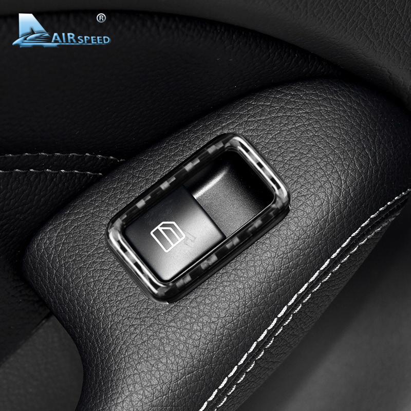 Real Carbon Fiber Car Window Switch Trim Cover For Mercedes Benz W204 GLA X156 CLA C117 A W176 B W246 Class W212 W218 X204