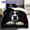Black Border Collie Pattern Bedding Home Decoration Birthday Gift (1 * duvet cover + 2 * pillowcase, without core)