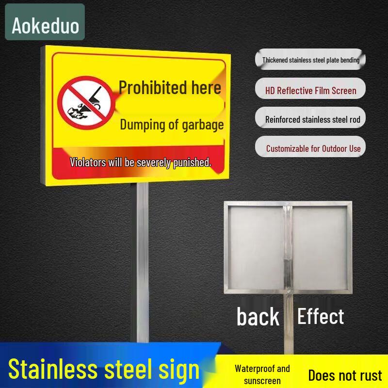 Aokedu Stainless Steel Safety Warning Sign