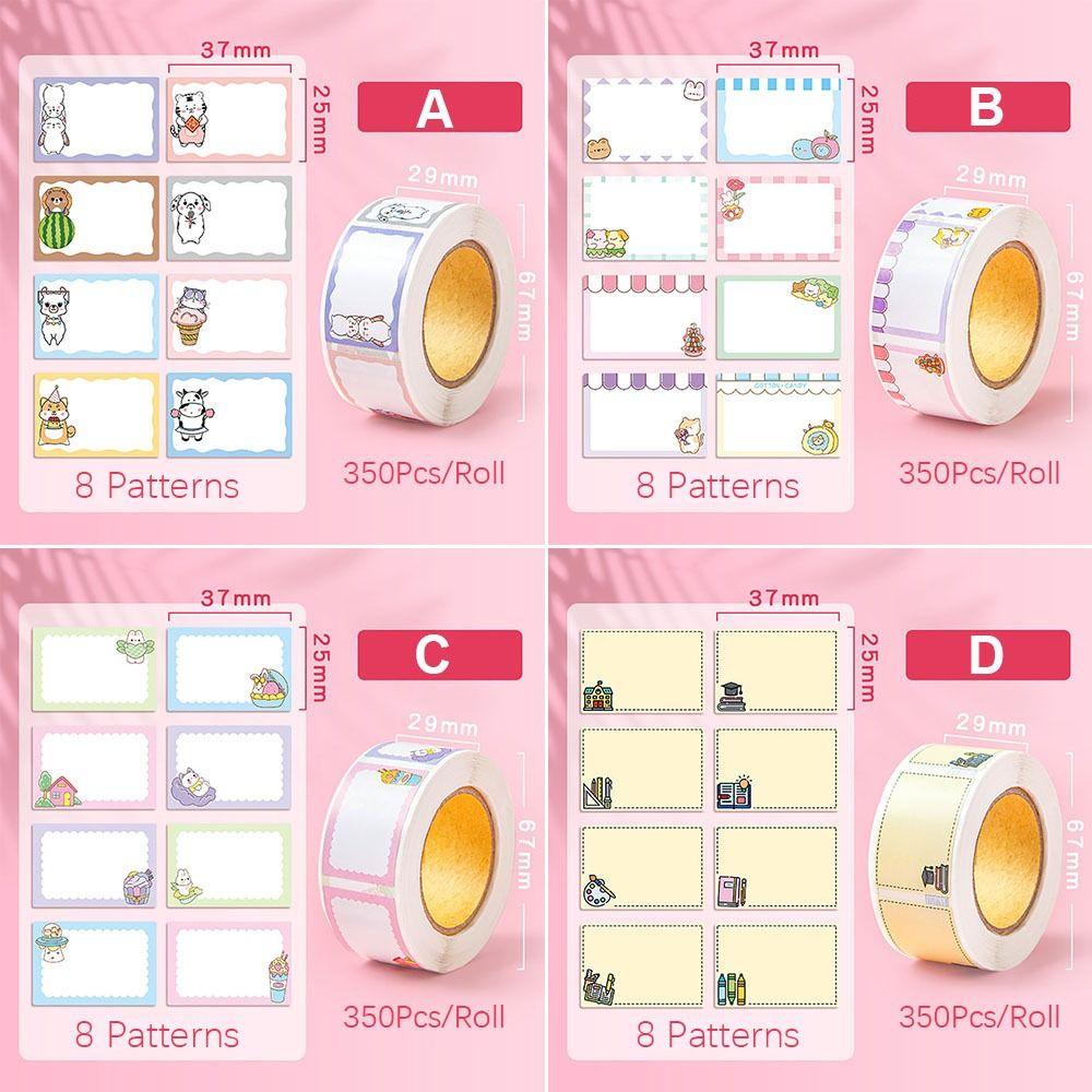 350Pcs/Roll 8 Patterns Name Sticker Custom Tag Sticker Portable Labels Sticker  Office