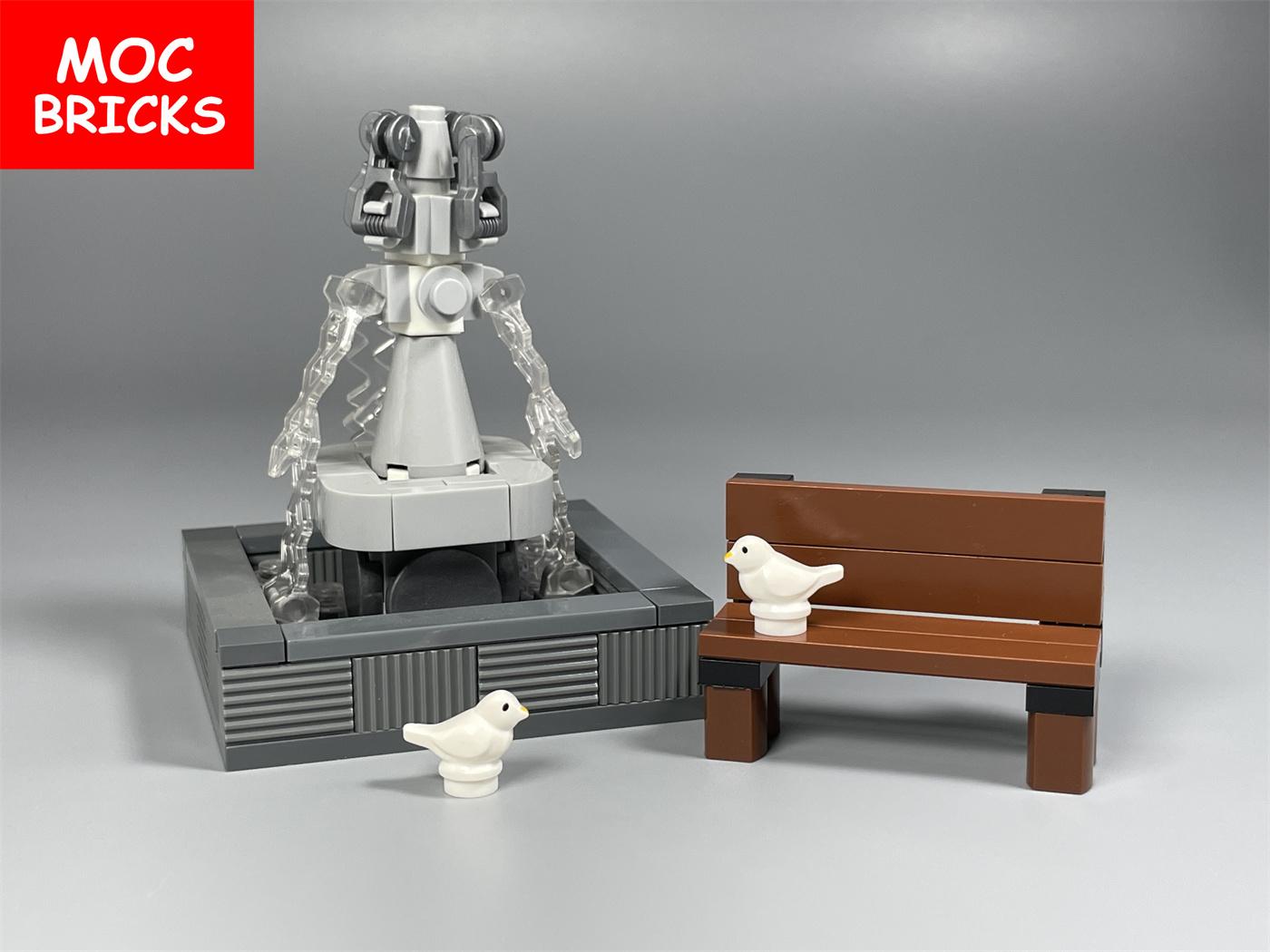 

Non-Toxic Moc Bricks Mini Cube Statue Fountain Architecture Diy City Street View Model Building Blocks Accessories Children S Toys