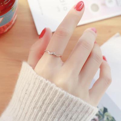 Bague en Titane Géométrique Rose Doré avec Strass: Bijoux de Mode Japonais-Coréens Polyvalents