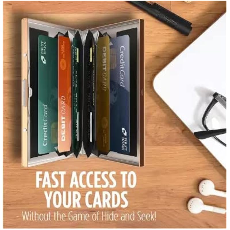 Stealodeal Golden Metal Water-Resistant Stainless Steel Debit/Credit Business ATM 6 (Unisex) Card Holder (Set of 1, Gold