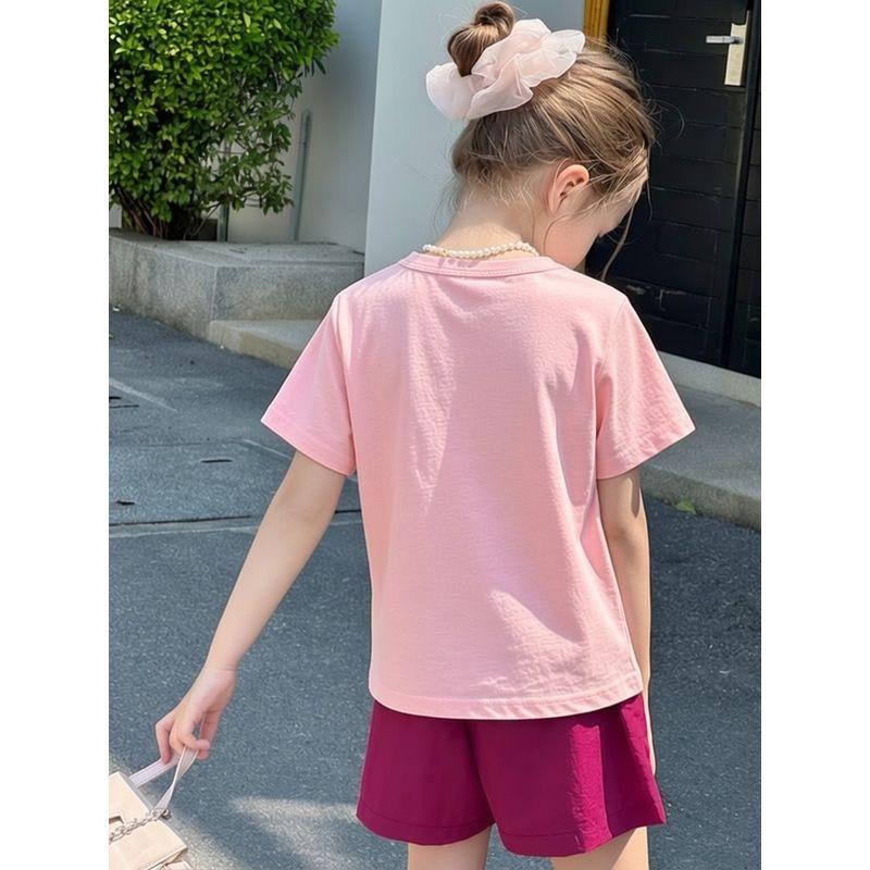 27Home Korean Brand Children's Clothing Summer Style Girls' Pure Cotton Short-Sleeved T-Shirt Cartoon Rabbit Print Kidsren's Clothing