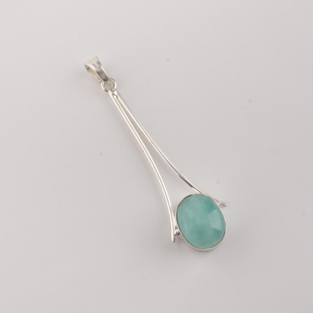 Natural Amazonite Gemstone 925 Sterling Silver Handmade Jewelry Designer Pendant 1.79" PP-69-28
