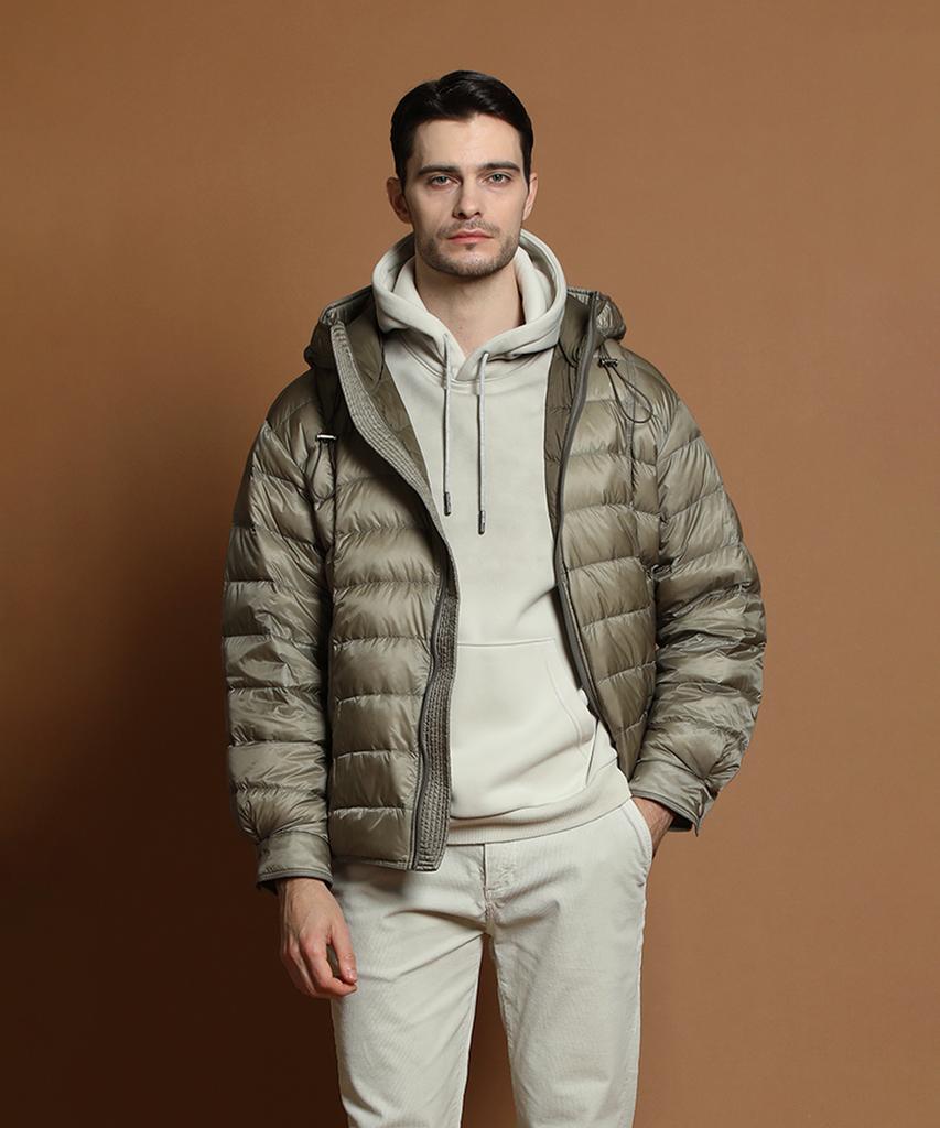 Panicale Green Lightweight Duck Down Hooded Jacket