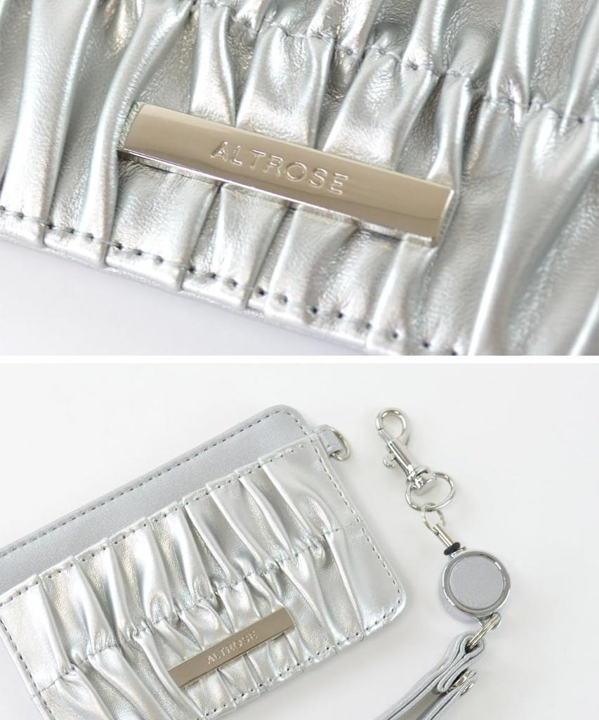 Altro Rose Silver Pass Case with Strap and Reel for IC and Gathered Simple Perfect for or Synthetic Product Commuting, Cards, More. Cute, Design,