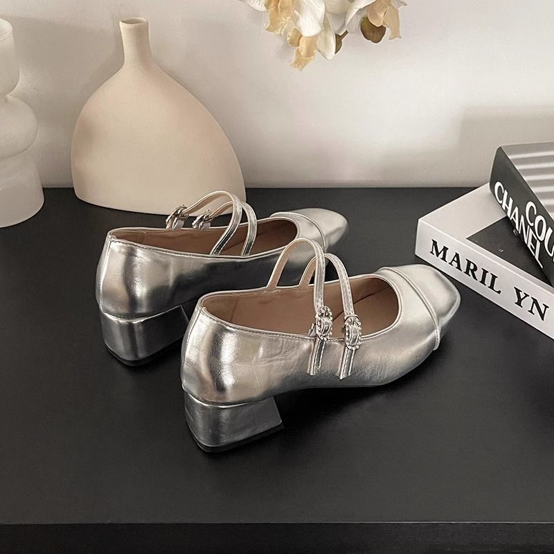 Japanese Style Elegant Height Increase Thin Mary Jane Shoes Summer British Style Temperament Versatile Thick Heel Shoes