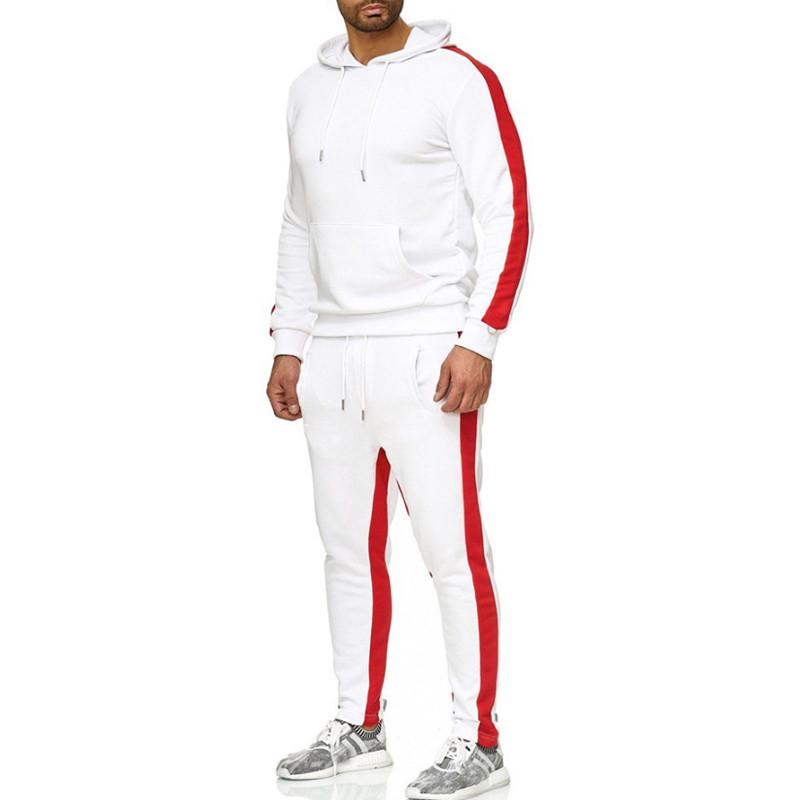Men's  Winter Patchwork Sweatshirt Top Pants Sets Sports Suit Tracksuit