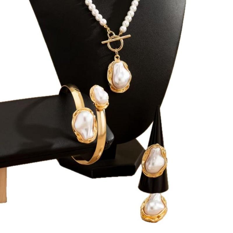 Design nou de lux ușor formă specială baroc neregulat perle de imitație colier cercei brățară inel cinci piese