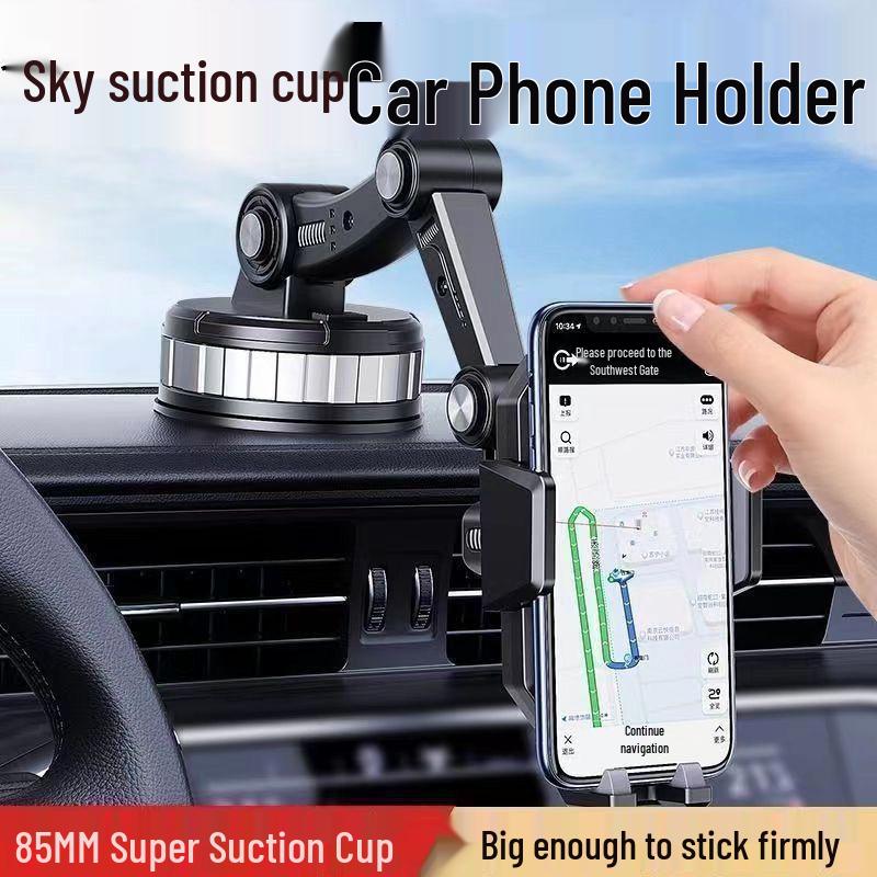 Universal Shockproof Car Phone Holder with Rotating Suction Cup for Dashboard and Windshield