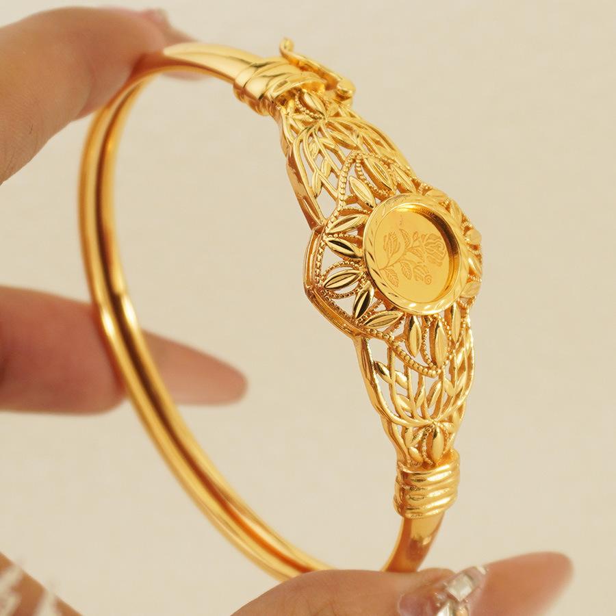 Coin Copper Laser Rose Cufflink Bracelet 17CM