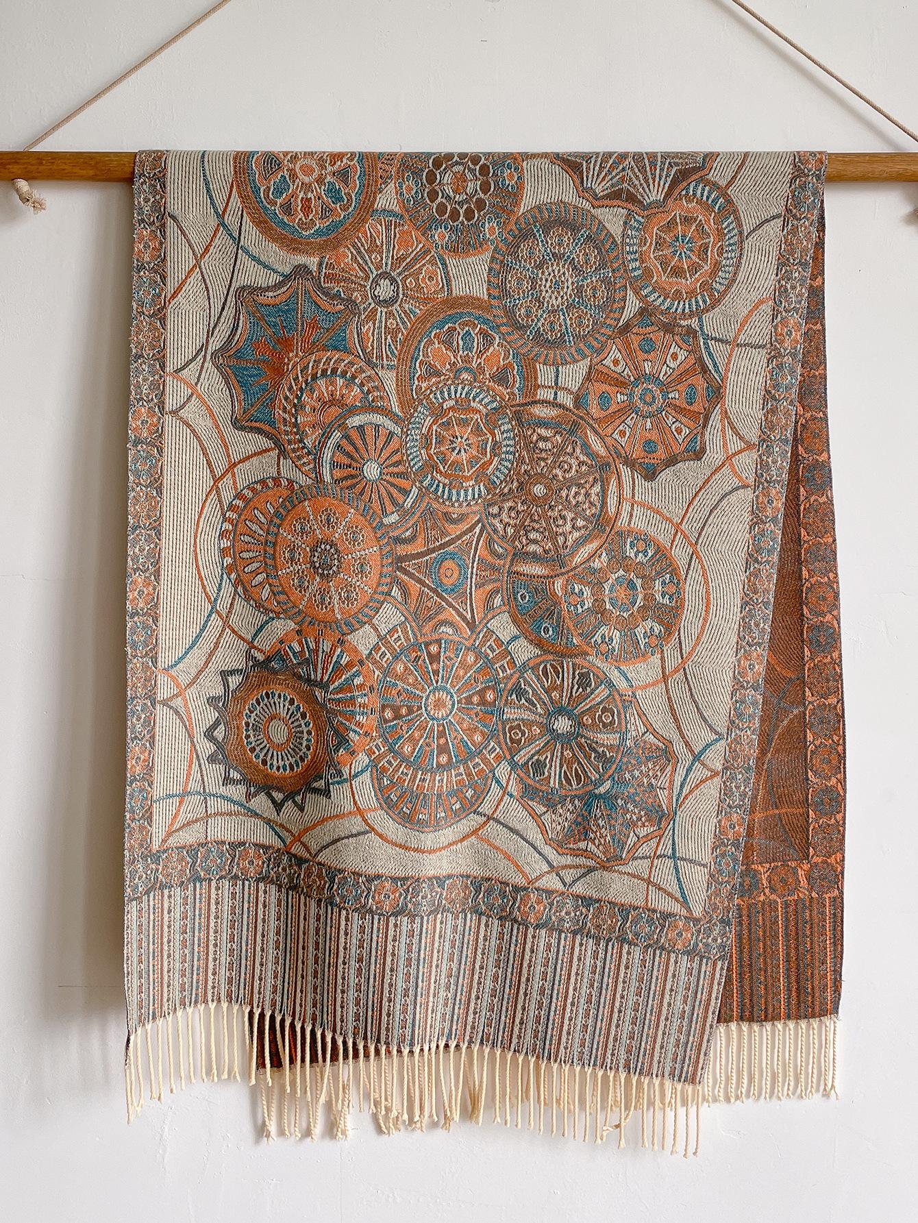 

Осенне-зимний этнический стиль, шарф из имитации кашемира, женская шаль с бахромой, тонкий и удобный шарф двойного назначения 70*180