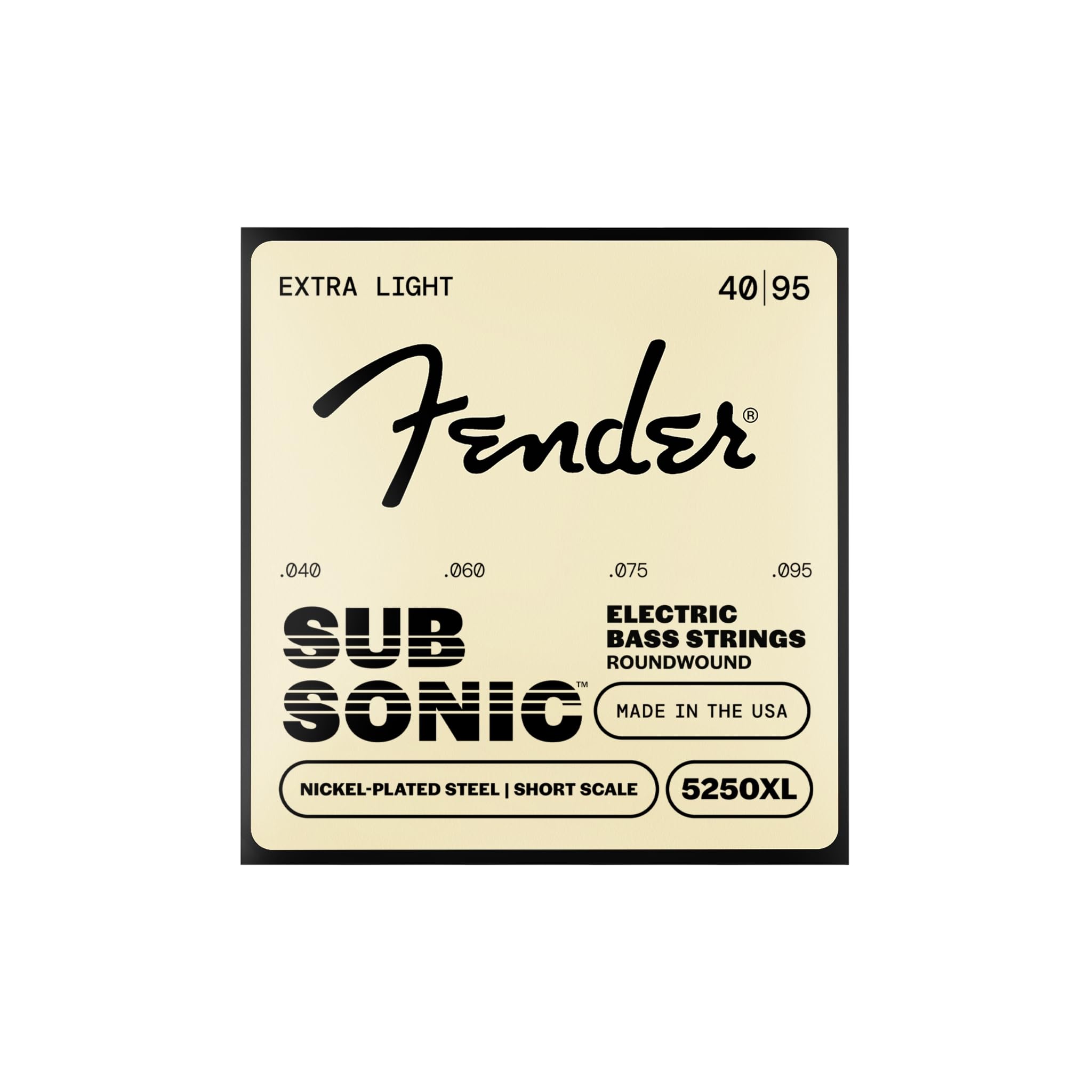 Fender 5250XL Bass Short Gauges SubSonic™ Strings, Nickel-Plated Steel, Scale, .040-.095, (4)