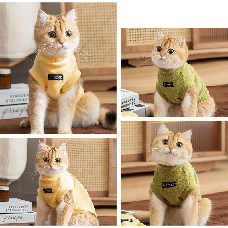 Simple Macaron Cat Clothes Anti-break Free Ragdoll Cat Hairless Cat Autumn and Winter Warm Vest Fleece Pet Clothing