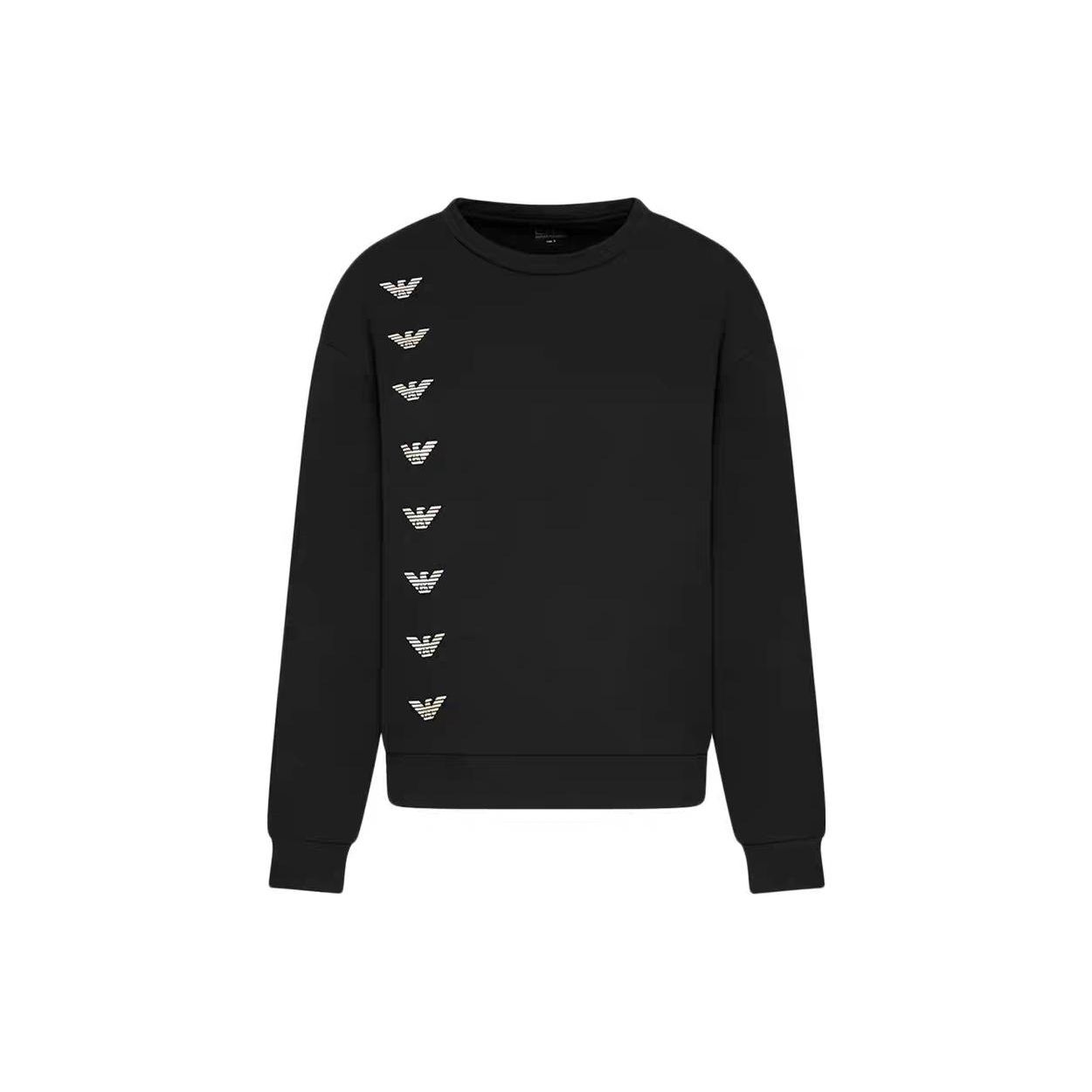 Emporio Armani Ss23 Solid Color Crew Neck Logo Print Sweatshirt Women sweatshirt Black 6LTM27-TJJRZ-0200 XS