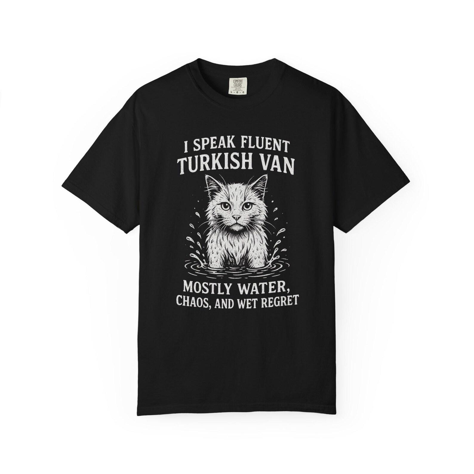 Funny Turkish Van Cat T-Shirt: Fluent Cat Lover Gift 3XL