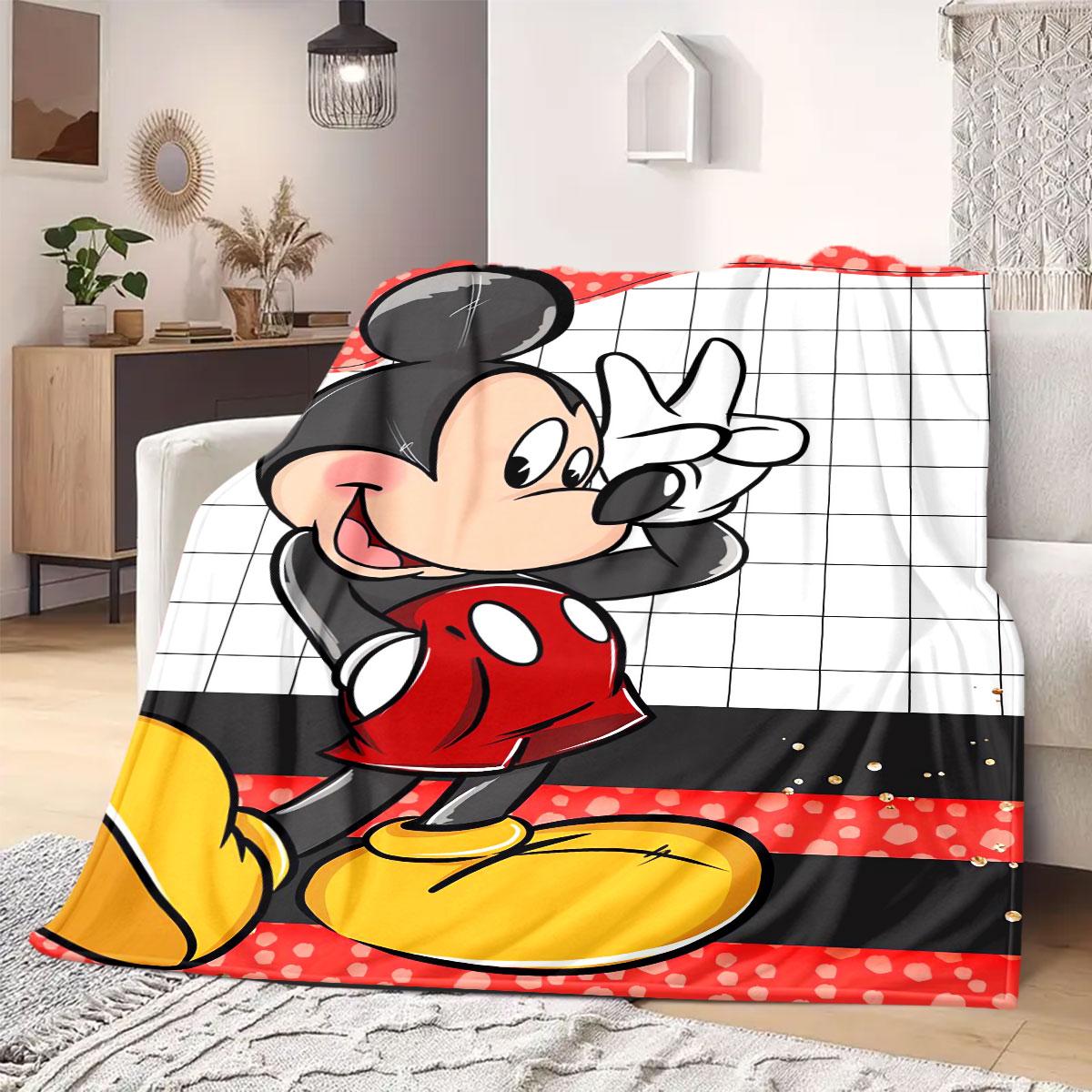 

Mickey Cartoon Print Flannel Blanket for Travel Picnics Bedrooms Sofas Beds Chairs Home Decor Various Sizes Available New 75x90cm