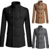 Men Long Sleeve Lapel Collar Double-breasted Pockets Woolen Slim Trench Coat