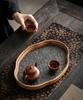 IwaiLoft [Chinoiserie Retro] Floral Glass Tray, Cloud-Shaped, Oval, Floral Design, 29cm35cm, Transparent, Glass Plate, Wooden, Cafe Tray, Tea Tray,
