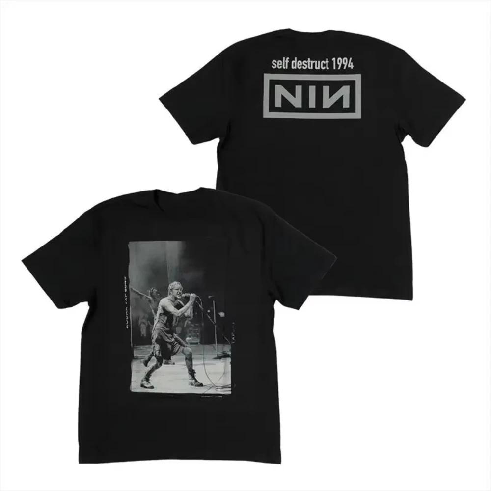 American Rock Music NINE INCH NAILS Nine Inch Nails Band Team Loose Print Mens and Womens Shortsleeved Tshirt Summer T Shirt