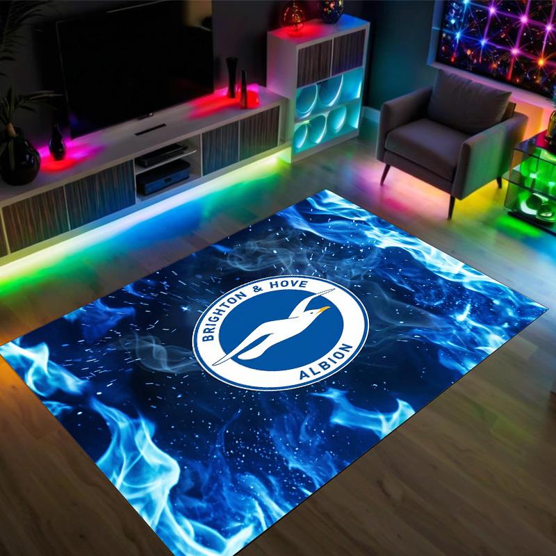 Brighton & Hove Albion Football Design Crystal Velvet Carpet Cozy Non?Slip Printed Rug For Bedroom Living Room Entrance
